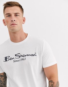 Футболка с большим логотипом Ben Sherman-Белый