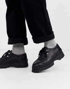 Черные кожаные туфли на шнуровке и массивной подошве ASOS DESIGN-Черный