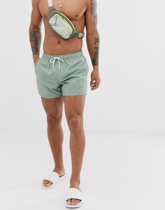 Бледно-зеленые короткие шорты для плавания ASOS DESIGN-Синий