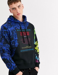 Oversize-худи с принтом Versace Jeans-Черный