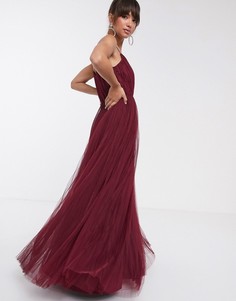 Плиссированное платье макси из тюля на бретельках ASOS DESIGN-Красный