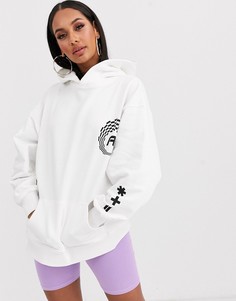Oversize-худи с логотипами ASOS DESIGN-Белый