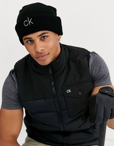 Черная шапка в рубчик с логотипом Calvin Klein Golf-Черный