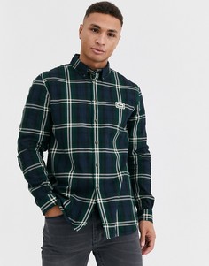 Темно-синяя рубашка в клетку с логотипом Lacoste-Темно-синий