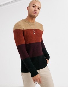 Джемпер в полоску рыжего цвета Topman-Коричневый