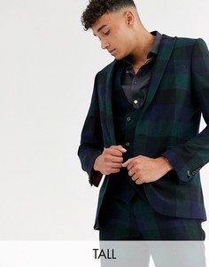 Зеленый супероблегающий пиджак в клетку Twisted Tailor Tall
