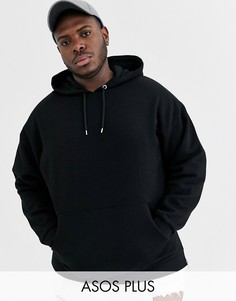 Oversize-худи черного цвета с серебристыми молниями ASOS DESIGN-Черный