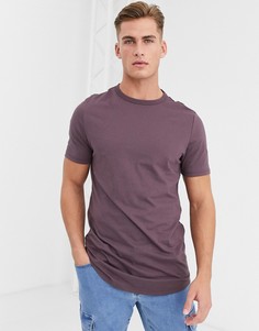 Фиолетовая футболка с закругленным краем River Island-Фиолетовый
