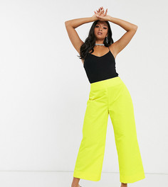 Ярко-желтые широкие брюки ASOS DESIGN Petite-Черный
