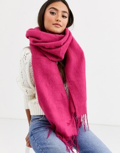 Ярко-розовый мягкий длинный шарф с кисточками ASOS DESIGN
