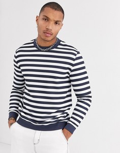 Свитшот в синюю и белую горизонтальную полоску ASOS DESIGN-Темно-синий