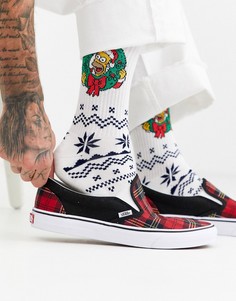 Спортивные носки с новогодним принтом Фэйр-Айл ASOS DESIGN-Белый