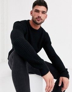 Вязаный джемпер в рыбацком стиле Brave Soul-Черный