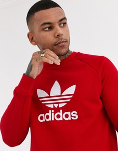 Красный свитшот с логотипом-трилистником adidas