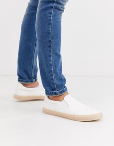 Белые кеды-слипоны из искусственной кожи на каучуковой подошве ASOS DESIGN-Белый