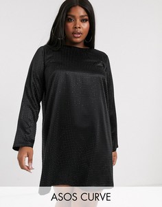 Платье мини A-силуэта с заклепками ASOS DESIGN Curve-Черный