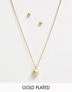 Позолоченные серьги и ожерелье Pilgrim-Золотой