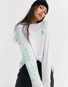 Oversize-лонгслив с принтом ASOS DESIGN-Серый