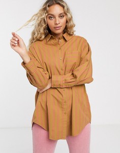 Бежевая oversize-блузка в полоску Monki-Бежевый