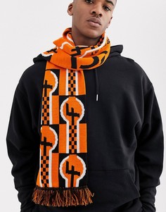 Черно-оранжевый шарф Fiorucci