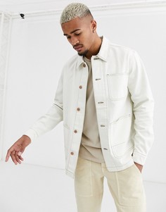 Светло-бежевая куртка рубашечного кроя Topman-Белый