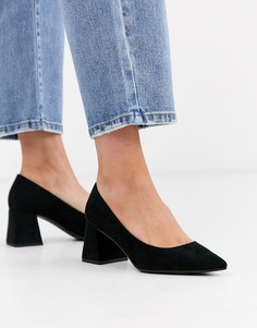 Черные туфли на низком блочном каблуке New Look-Черный
