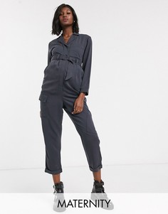 Черный комбинезон с поясом Topshop Maternity