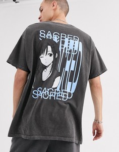 Черная футболка с принтом Nothing is Sacred-Черный