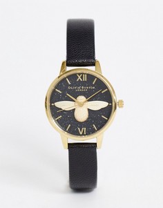 Черные часы с блестками на циферблате Olivia Burton-Черный