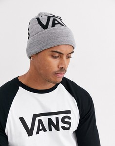 Серая шапка-бини с отворотом Vans Drop V-Серый