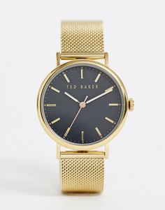 Золотистые часы с сетчатым ремешком Ted Baker-Золотой