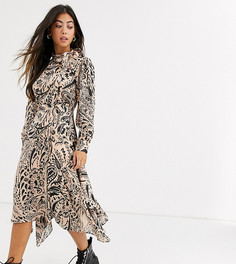 Платье миди с принтом пейсли Topshop Petite-Черный
