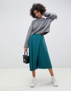Юбка миди с запахом и асимметричным краем ASOS DESIGN-Зеленый