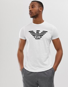 Белая футболка с логотипом-орлом на груди Emporio Armani-Белый