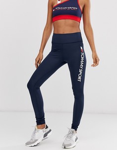 Темно-синие леггинсы с логотипом Tommy Hilfiger Sport-Темно-синий