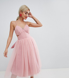 Платье мини для выпускного из тюля с вырезами ASOS DESIGN Petite-Розовый