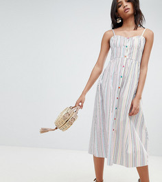 Сарафан в полоску на пуговицах Reclaimed Vintage Inspired-Белый