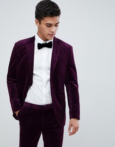 Приталенный премиум-пиджак из бархата Jack & Jones-Фиолетовый