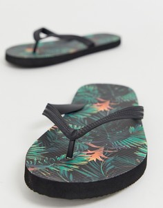 Шлепанцы с гавайским принтом ASOS DESIGN-Черный