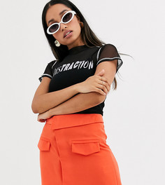 Сетчатый топ ASOS DESIGN Petite-Черный