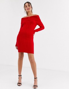 Красное платье-туника с открытыми плечами Lipsy-Красный