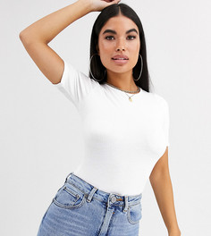 Белая футболка в рубчик ASOS DESIGN Petite-Белый
