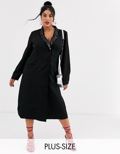 Платье-пиджак с длинными рукавами и пайетками на лацканах Unique21 Hero-Черный