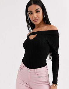 Боди с открытыми плечами ASOS DESIGN-Черный
