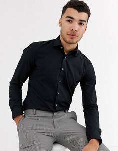 Облегающая поплиновая эластичная рубашка Calvin Klein-Черный