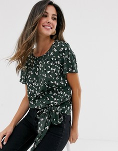 Топ с леопардовым принтом и завязкой спереди Vila-Мульти