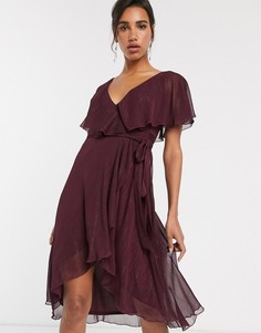 Платье миди в полоску с эффектом металлик ASOS DESIGN-Фиолетовый