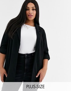 Черный пиджак с завязками на рукавах New Look Curve