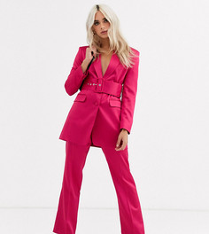 Атласные брюки узкого кроя ASOS DESIGN Petite-Розовый