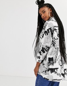 Длинная рубашка с длинными рукавами и принтом ASOS DESIGN-Мульти